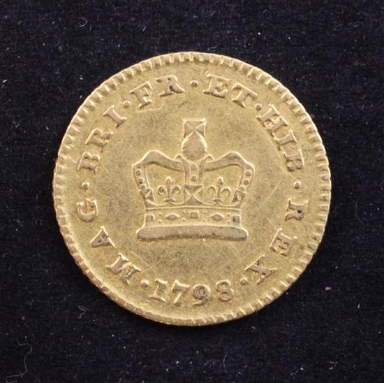 A George III 1798 gold third guinea,